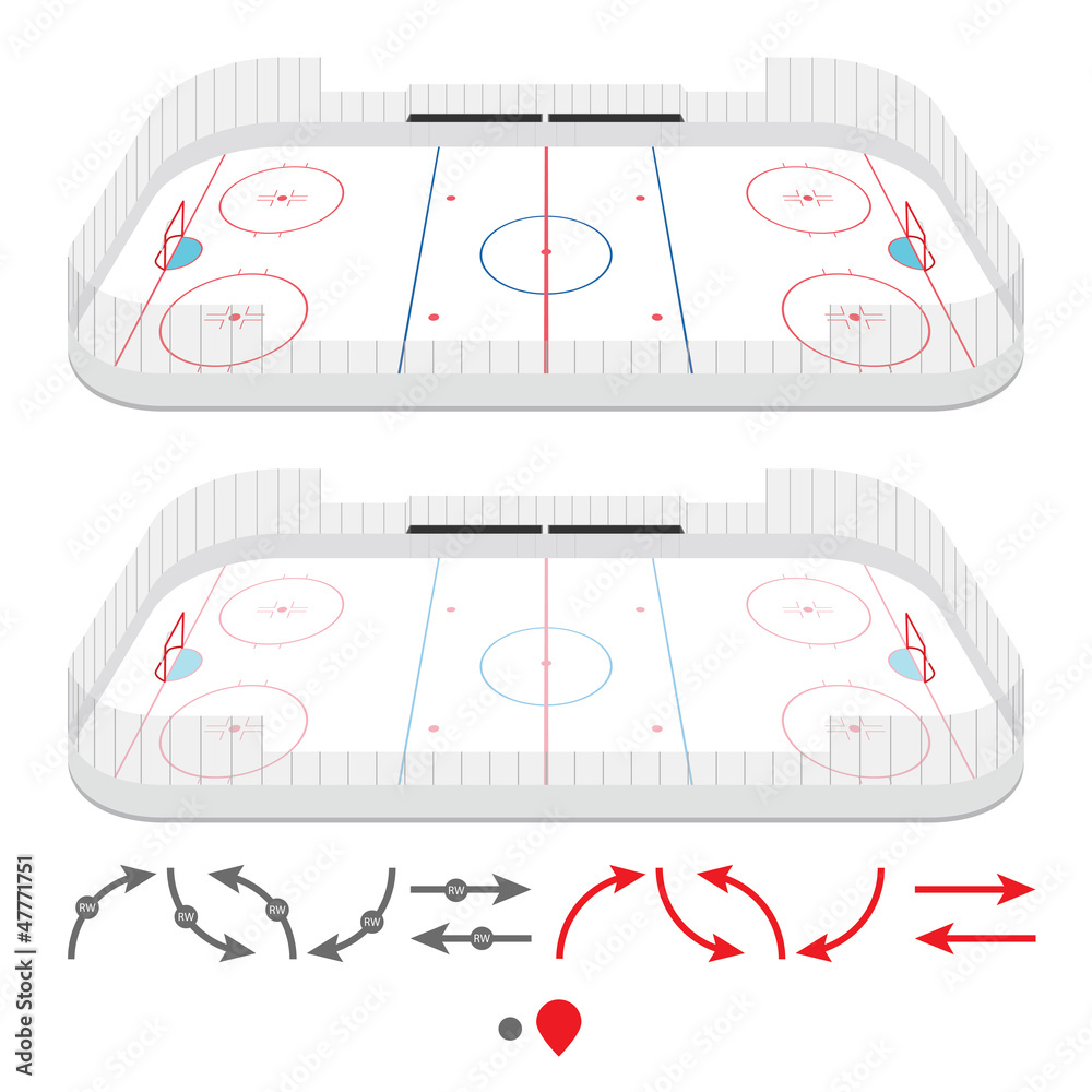 Naklejka premium Isometric ice hockey rink with set of training elements