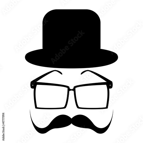 Mustache, glasses and a hat