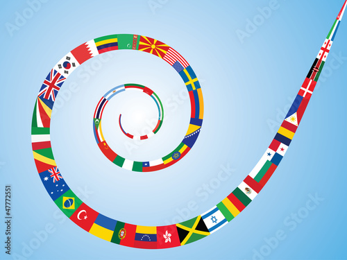 spiral made of world flags vector illustration