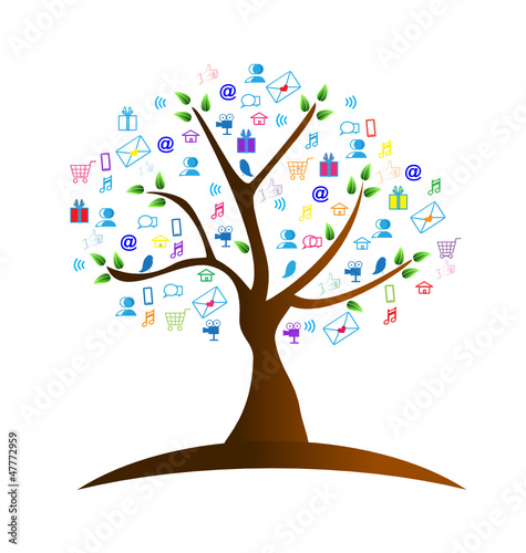 Tree and symbols networking logo photo