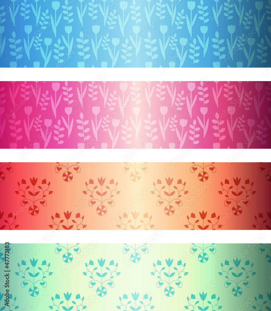 Set of banners with floral pattern
