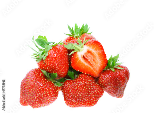 A heap of fresh strawberries on white.Isolated