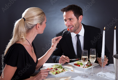 Romantic couple at the restaurant
