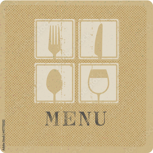 White silkscreen vintage menu cover