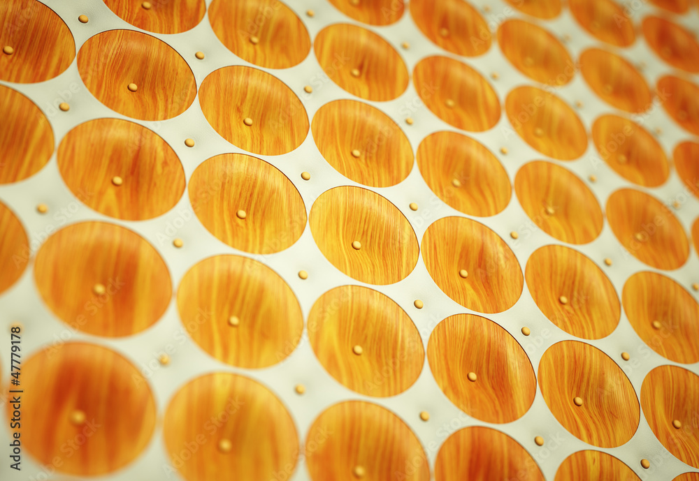 Fototapeta premium Wood and leather: pattern with round shapes