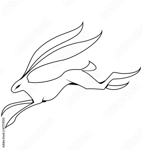 Black and white hare jumping vector