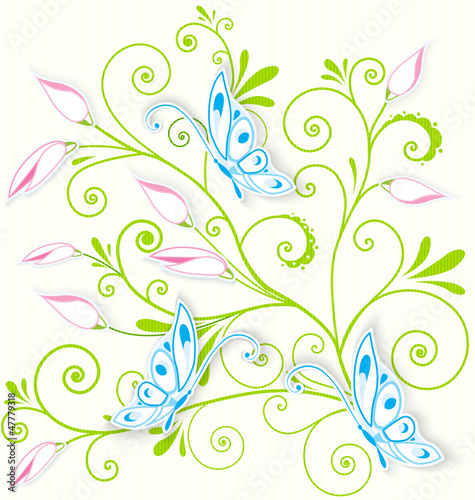 Butterfly on swirl texture vector
