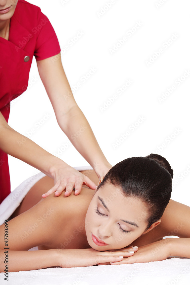 Fototapeta premium Pretty woman relaxing being massaged
