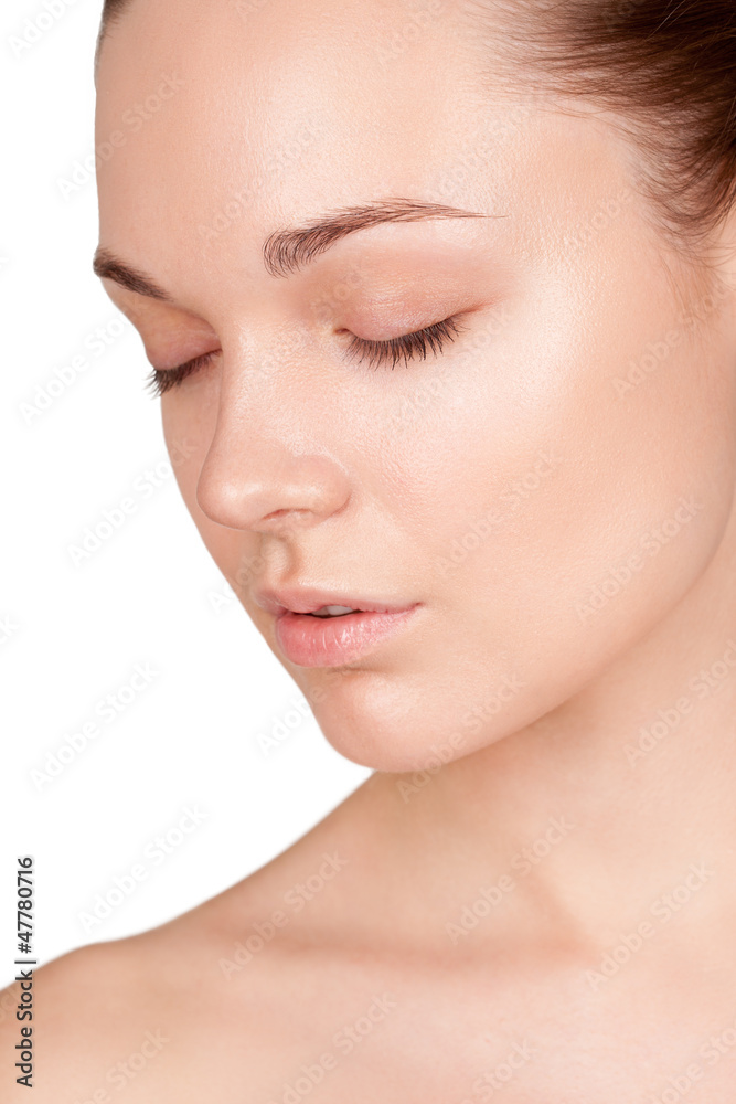 portrait of a woman with their eyes closed portrait of a woman with their eyes closed