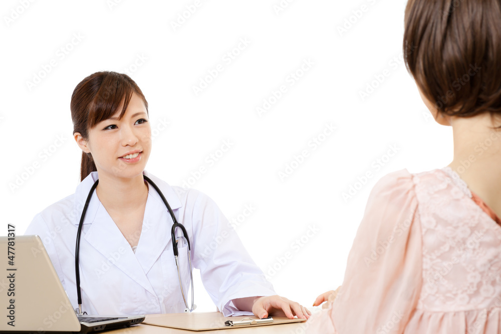 Beautiful young hospital staff on white background Beautiful young hospital staff on white background