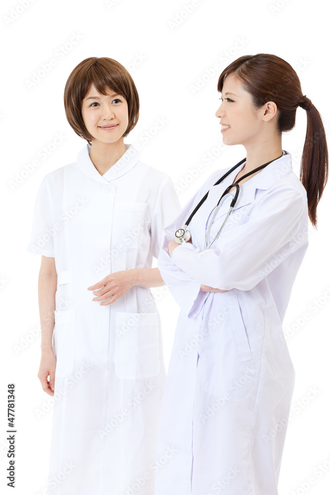 Beautiful young hospital staff on white background Beautiful young hospital staff on white background