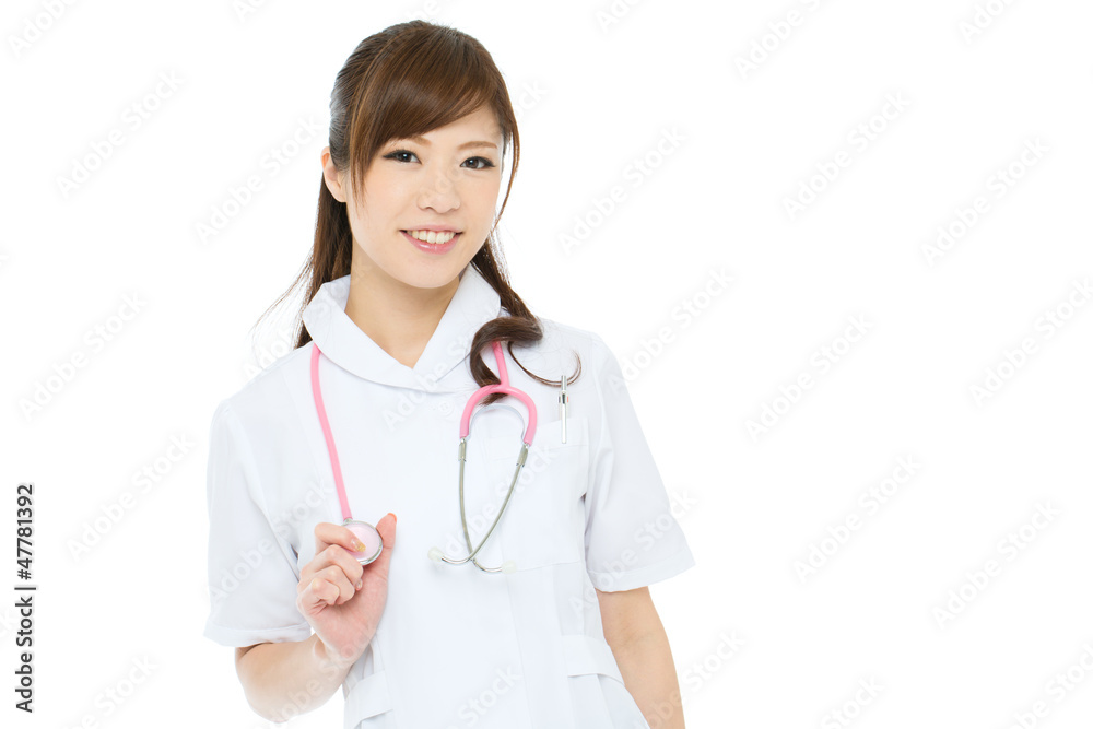 Beautiful asian nures on white background Beautiful asian nures on white background