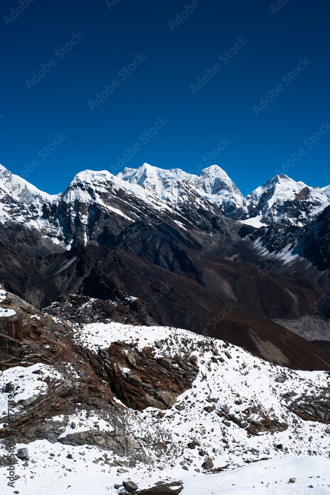 Pumori, Changtse and Nirekha peaks view from Renjo pass
