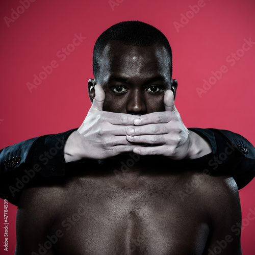 Принти на полотні african man Freedom of speech concept