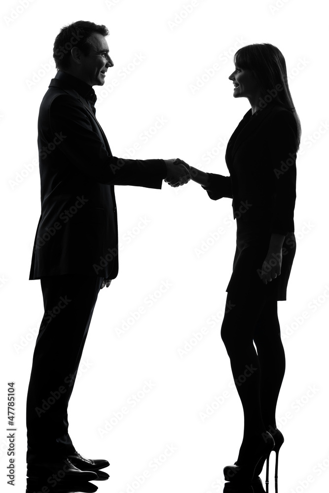 business  couple woman man handshake silhouette