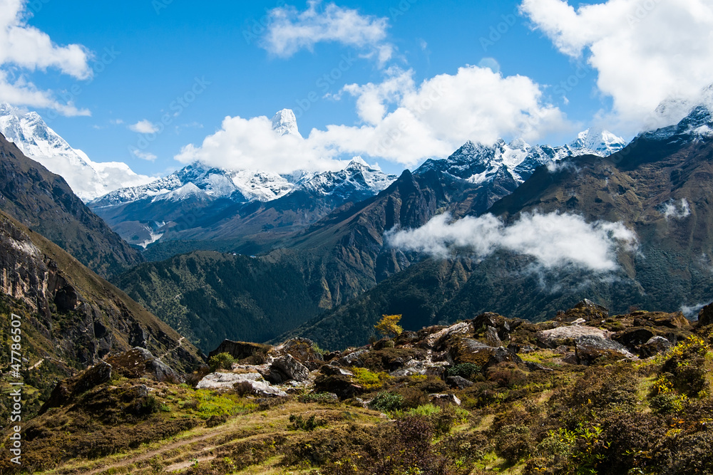Ama Dablam and Lhotse peaks: Himalaya landscape