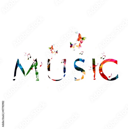 Abstract music background with butterflies