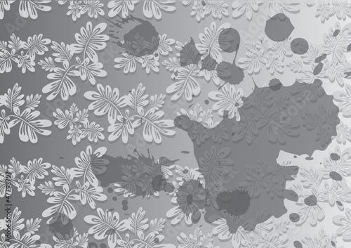 grunge background with flowress and blots