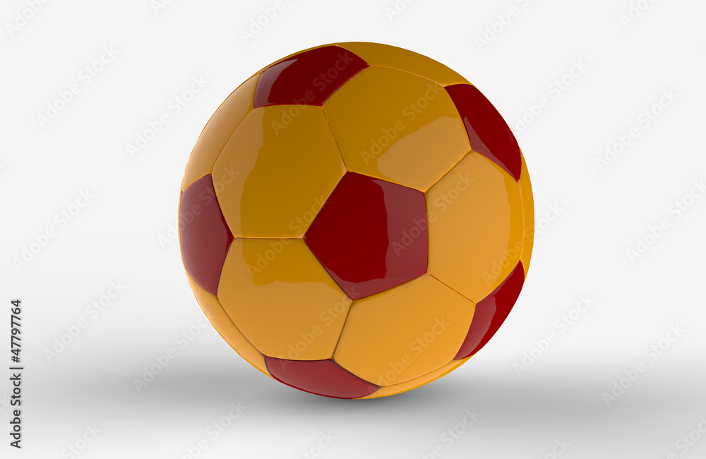 Fototapeta premium Yellow football ball 3D on white background