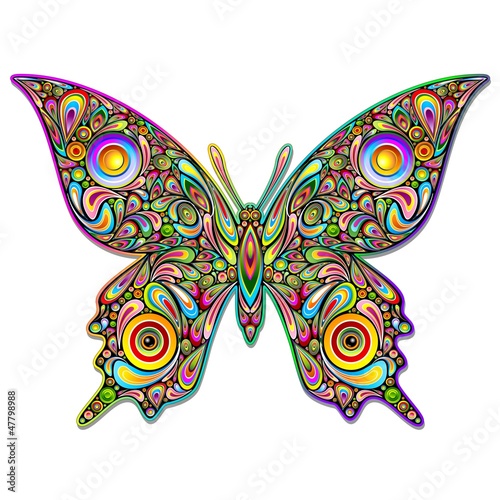 Butterfly Psychedelic Art Design-Farfalla Stile Psichedelico