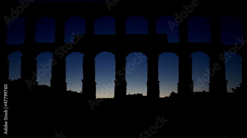 Spain Aqueduct of Segovia east sunrise