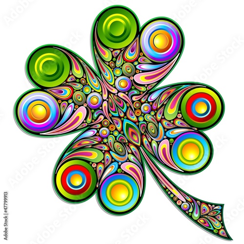 Shamrock Clover Psychedelic Art Design-Quadrifoglio Psichedelico