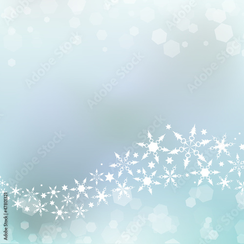 Winter or Christmas style background with wave of snowflakes