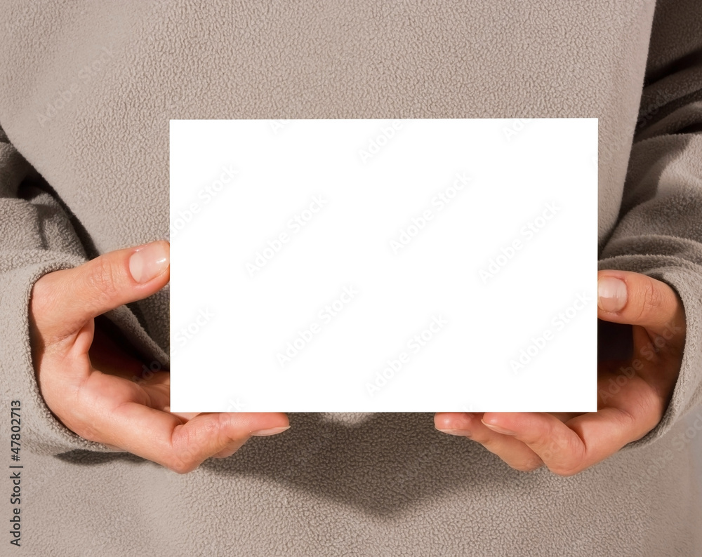 Obraz premium Woman hands holding a blank white board