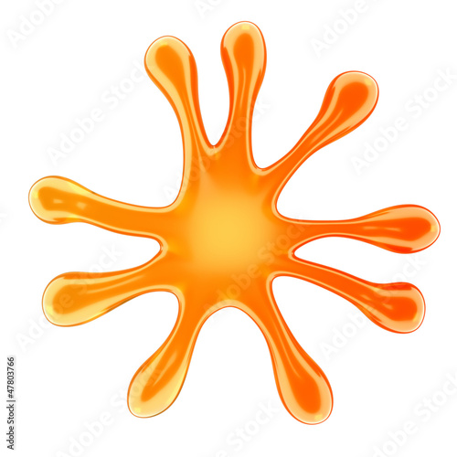 Orange microbe or fluid splash isolated