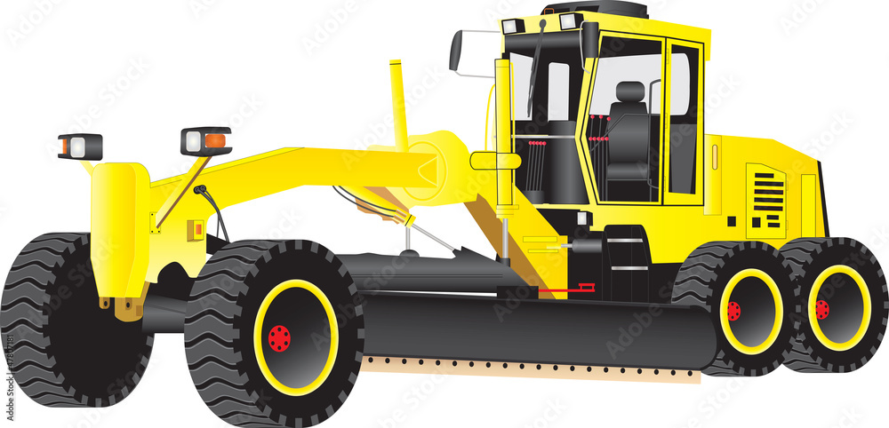 A Yellow Road Grading Machine isolated on white A Yellow Road Grading Machine isolated on white