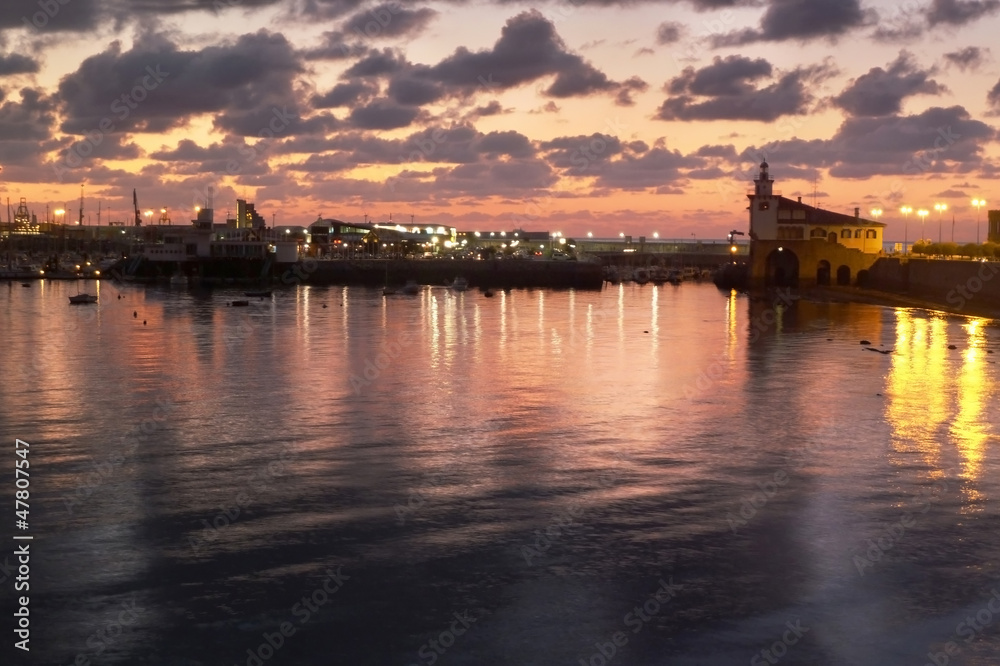 Getxo port at sunset