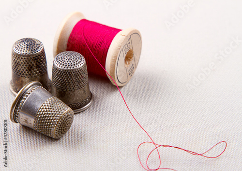 Antique thread and thimbles