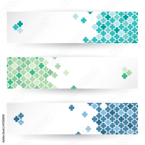 Set of headers with medical crosses