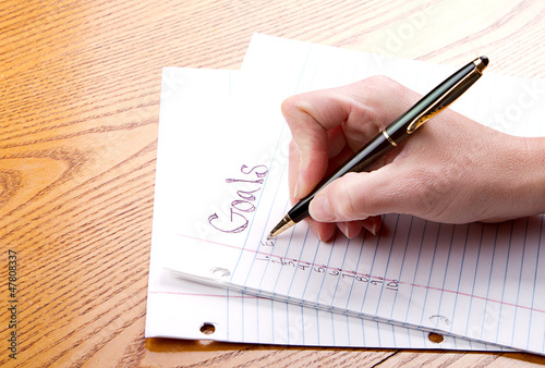Writing goals on a paper