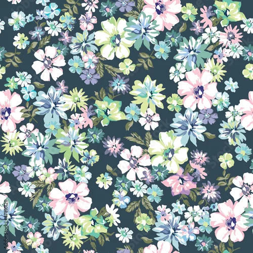 Fototapeta samoprzylepna niebieski bez szwu kwiatowy ditsy