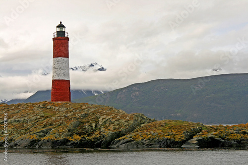 Lighthouse in the beagle chanel. Ushuaia landscape