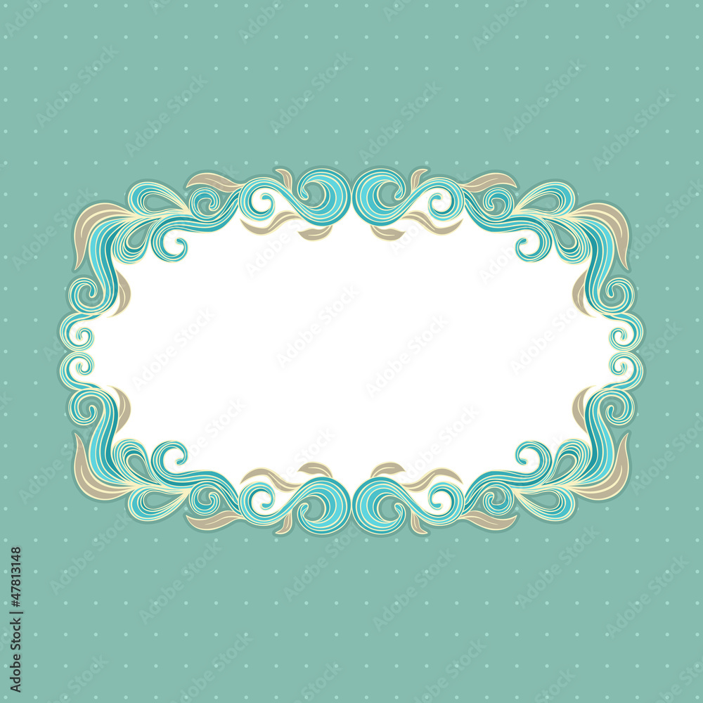 Beautiful floral frame on a turquoise background
