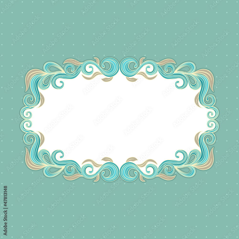 Beautiful floral frame on a turquoise background Beautiful floral frame on a turquoise background