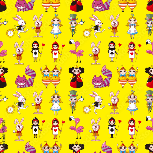 seamless Alice in Wonderland pattern