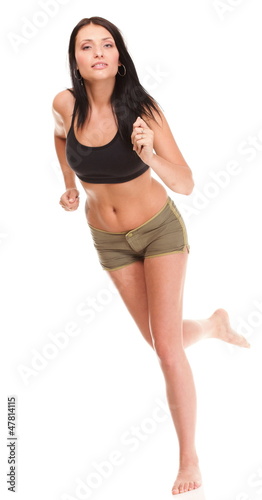 Runner woman Running fitness sport jogging smiling happy isolate