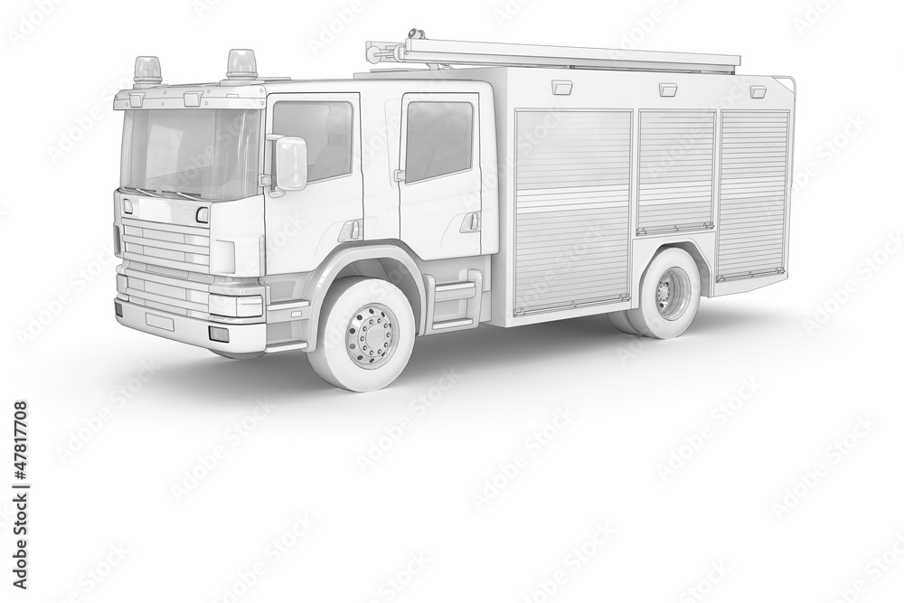 Feuerwehr Einsatzfahrzeug (weiß freigestellt) Feuerwehr Einsatzfahrzeug (weiß freigestellt)