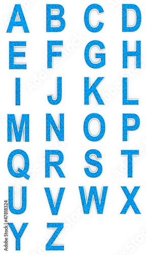 Blue alphabet from cubes.