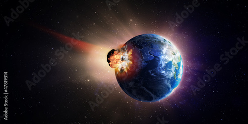 Large asteroid hitting Earth