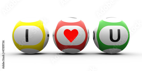 I love You. Balls with red bright heart photo