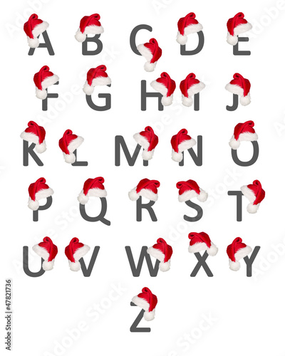 ABC letters with Christmas hats