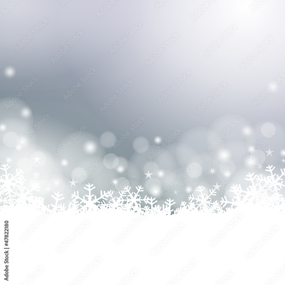 winter bokeh background with snowflakes