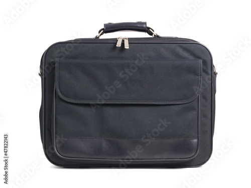 Textile briefcase on white
