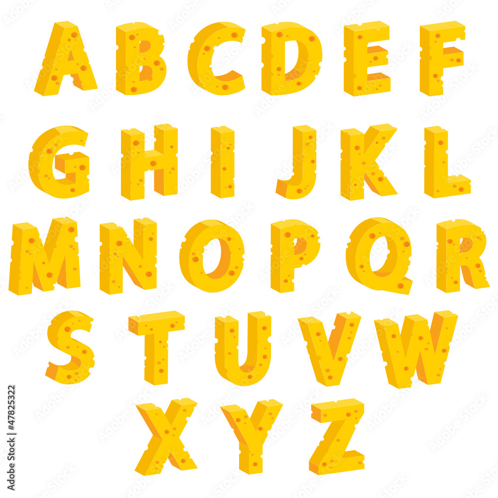 Cheese decorative letters, vector illustration Cheese decorative letters, vector illustration