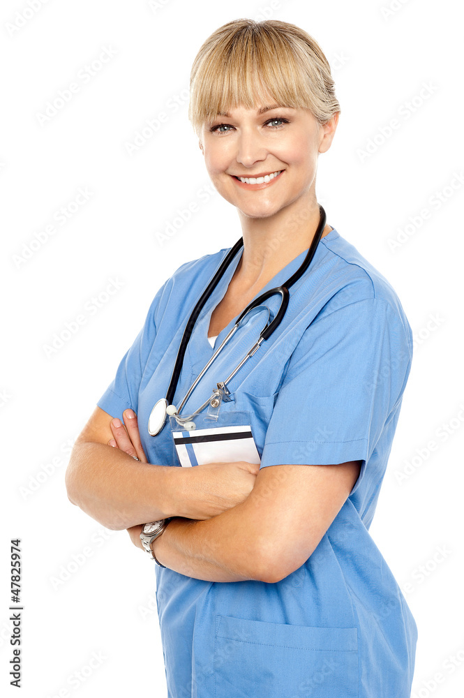 Happy and confident doctor posing arms crossed Happy and confident doctor posing arms crossed