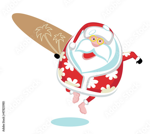 Cartoon  Santa surfer